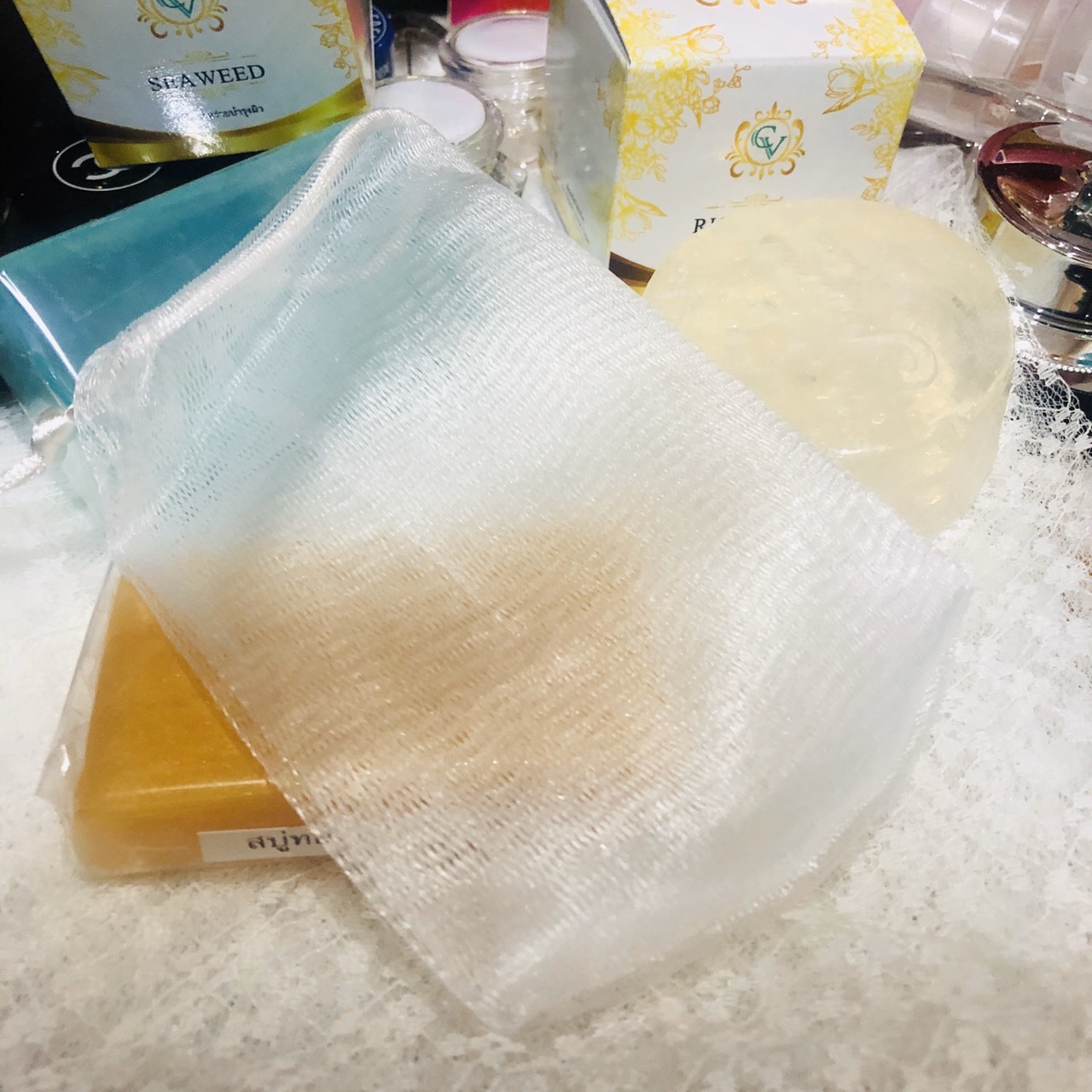 ถุงตีฟองสบู่ ใยไหม เนื้อนิ่ม ฟองฟู