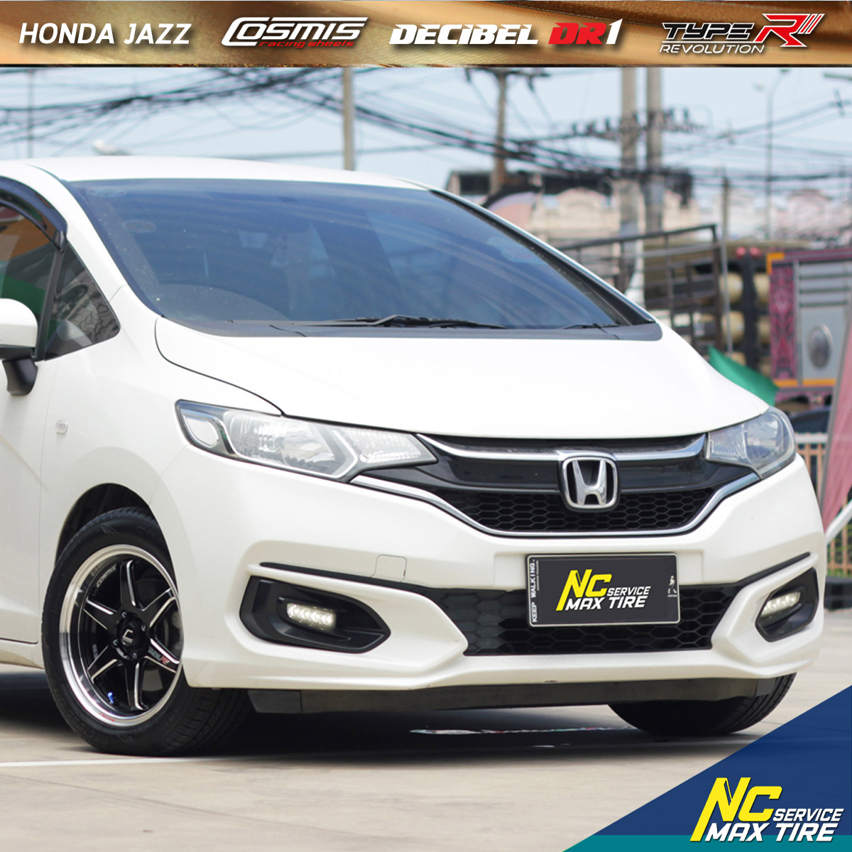 [ NCชลรีวิว.EP299 ] Honda jazz / Cosmis type-r revolution / 15x7.0 4H100 ET35 / decibel dr1 195/55r15