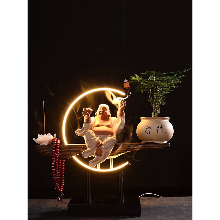 CT125B083 HAOYUN โคมไฟพระสังกัจจายน์ พระสังกัจจายน์ พระยิ้ม เทพแห่งความมั่งมี โคมไฟLed ของตกแต่งห้อง