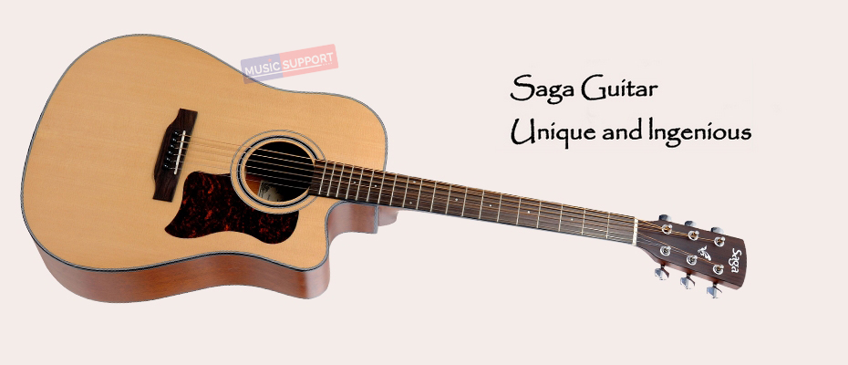 กีต้าร์โปร่งไฟฟ้า Saga D-10CE+กระเป๋า