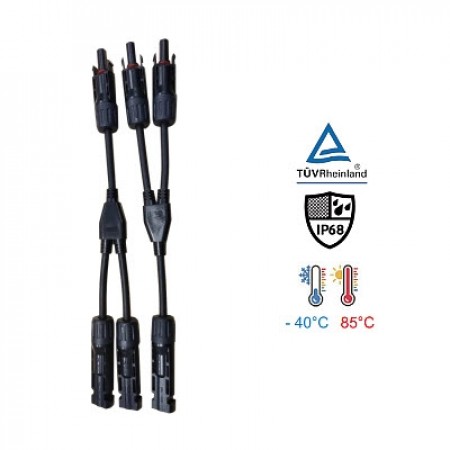 Link CB-1014 MC4 Y-Branch Cable , 2 to 1 w/Connector (Pair), 1500V, TUV Standard, (4.0 mm² and 6.0 mm²)
