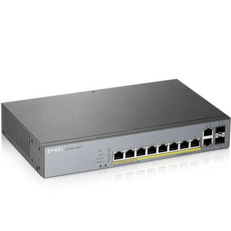 Zyxel GS1350-12HP 10-port GbE SFP 2 Smart Managed Switch with GbE Uplink PoE 8 Port Total budget 130 watt