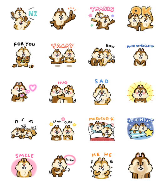 ขายสติกเกอร์ไลน์ ชิพ แอนด์ เดล กลิ้งกลุกๆ