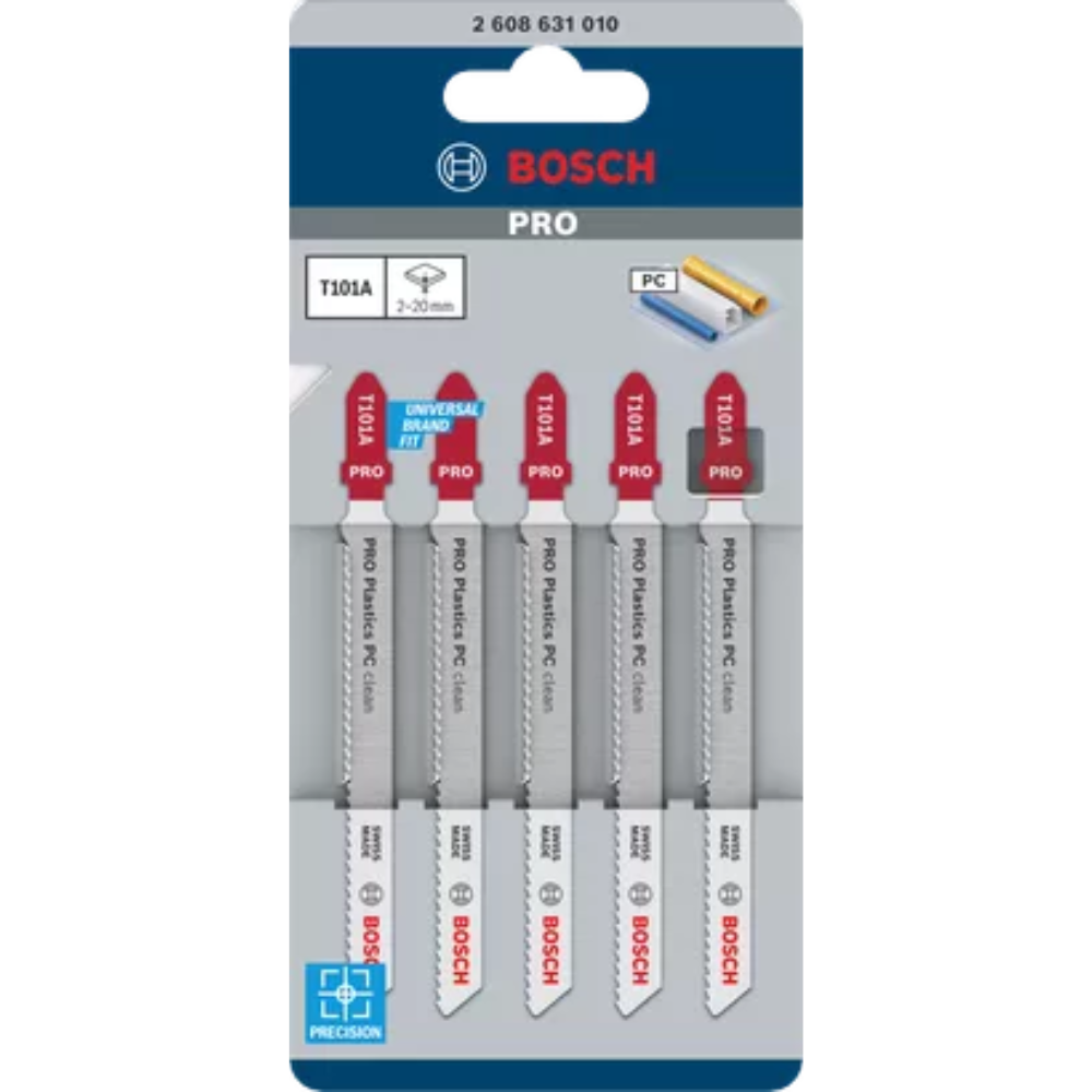 Bosch รุ่น T 101 A ใบเลื่อยจิ๊กซอว์ Clean for PC สำหรับตัดอะคริลิก 5 ใบ