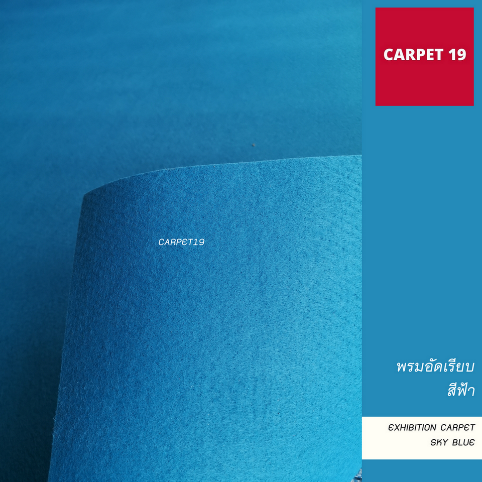 ราคาต่อเมตร>>CARPET19 พรมอัดเรียบ สีฟ้า รุ่น SS1.2 กว้าง 1.2 ม.หนา 1.5-2.0 มม.