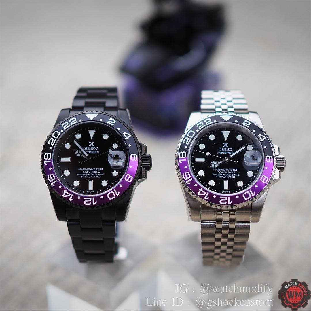 SeikoMOD Black Panther Special Edition Jubilee Strap& Oyster DLC Black Strap Automatic Watch