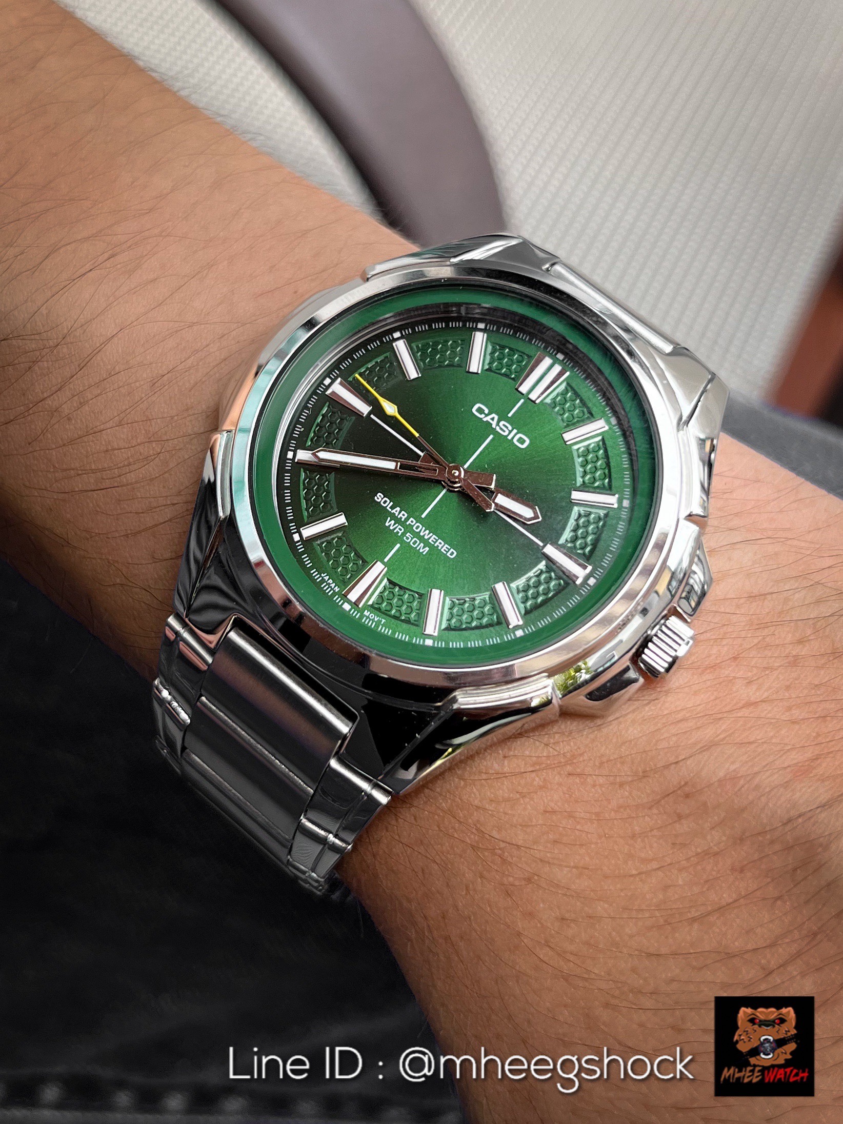 Casio Stainless Steel Solar Powered Nautilus Design Green Hulk Dial 46MM