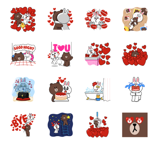ขายสติกเกอร์ไลน์ บราวน์ & โคนี่ ป๊อปอัพสุดเลิฟ