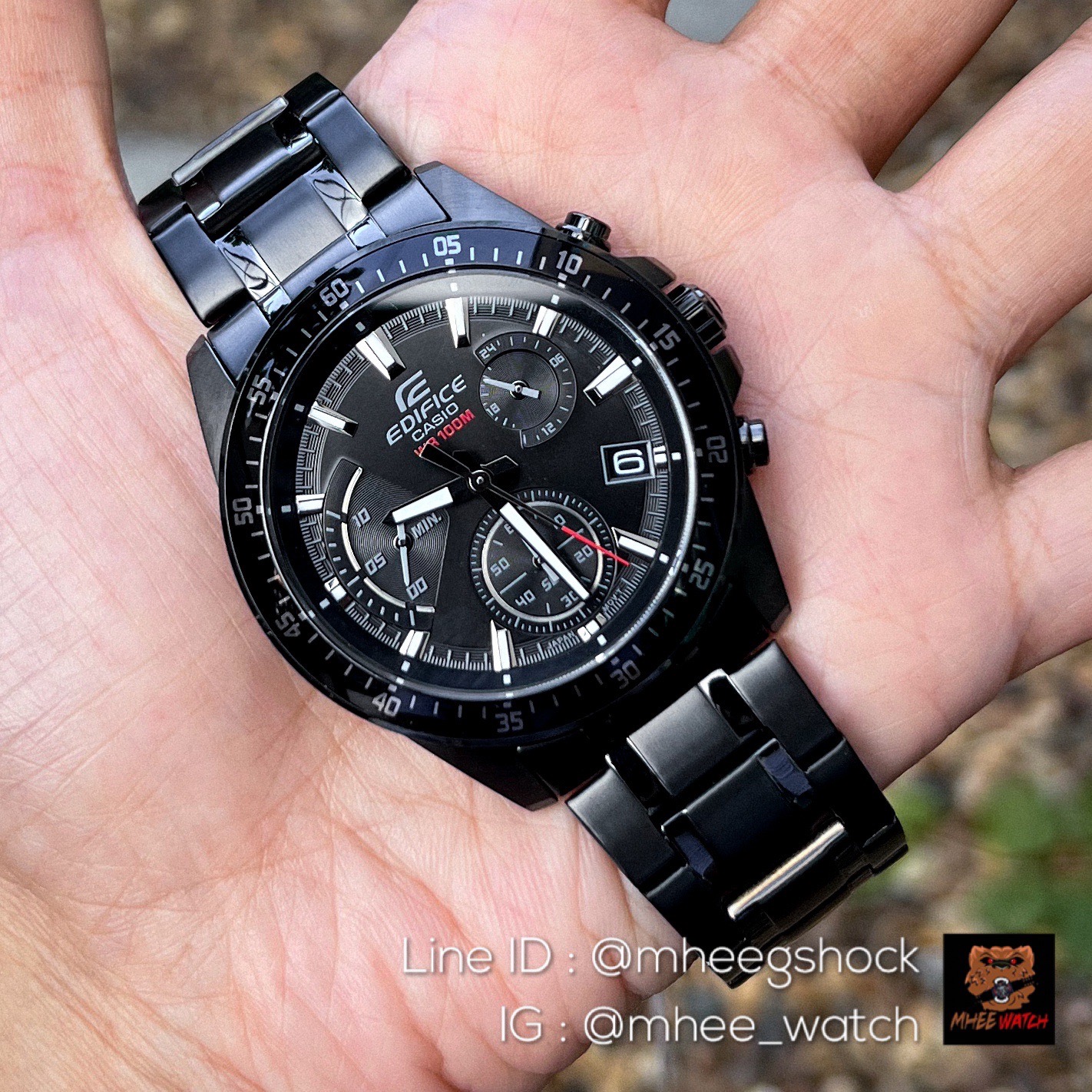 Edifice Casio Black Chronograh Sports Steel ของแท้ ประกันศูนย์
