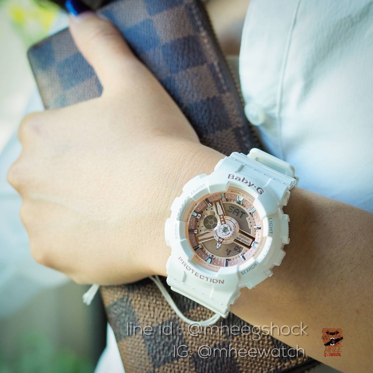 นาฬิกา Baby-G รุ่น น้องเมย รหัส BA-110-7A1 สีขาว Pinkgold