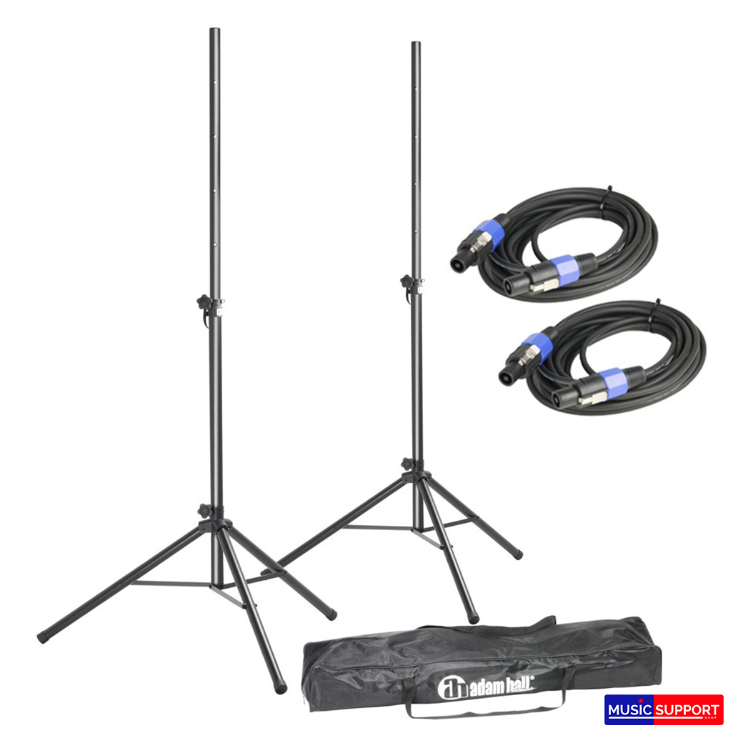 Adam Hall Stands SPS 023SET2 Set of 2 Speaker Stands with Bag and Standard Speaker Cables
