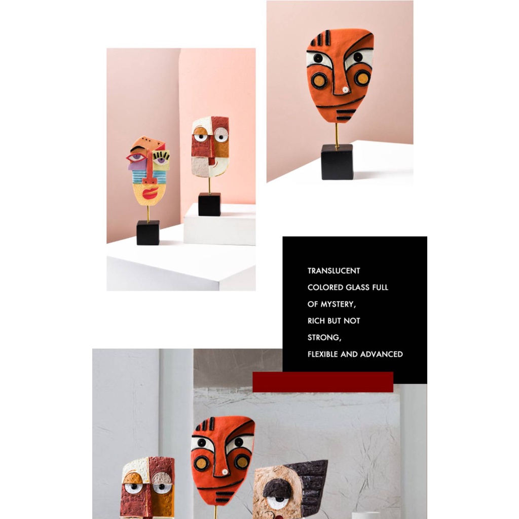 CT076B073 FAMITOSS หน้าคนอาท โมเดลแต่งบ้าน ของแต่งบ้าน นอดิกสไตล์