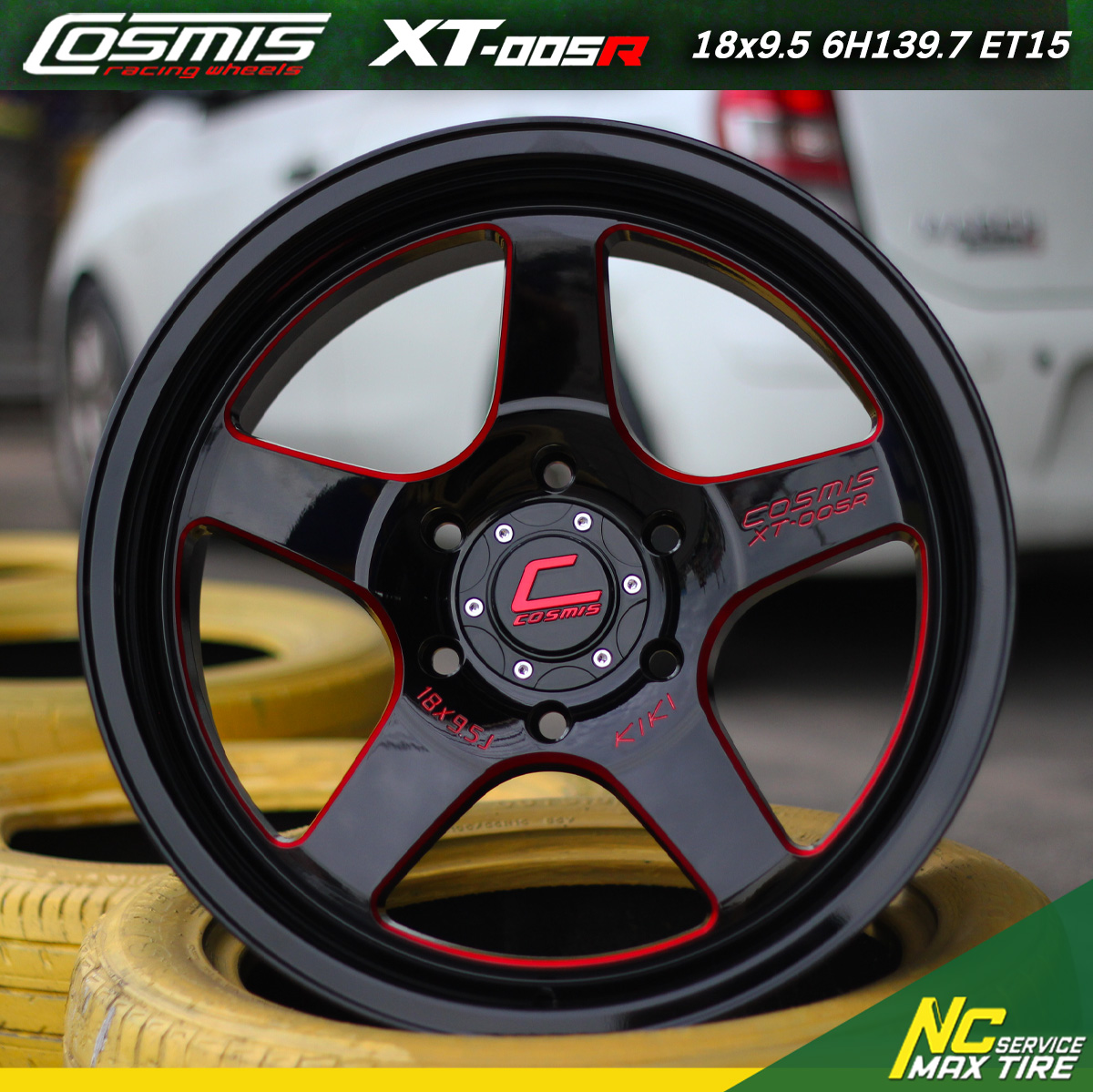 ล้อแม็กขอบ18 / Cosmis / XT-005R / ล้อแม็กสีดำเส้นใต้แดง / 18x9.5 6H139.7 ET15