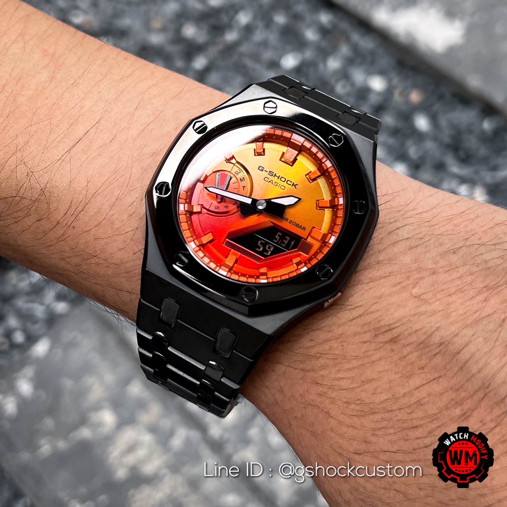 G-Shock Casioak Firestrom Orange Dial Black Full Metal