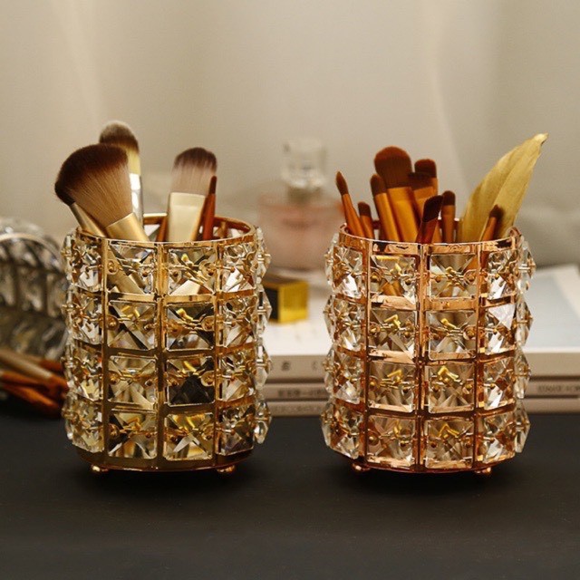 TS061D030 HOMMY ที่ใส่แปรง ที่ใส่หวีแปรง ที่ใส่ลิปสติก ใส่แปรงเหลี่ยมคริสตัล