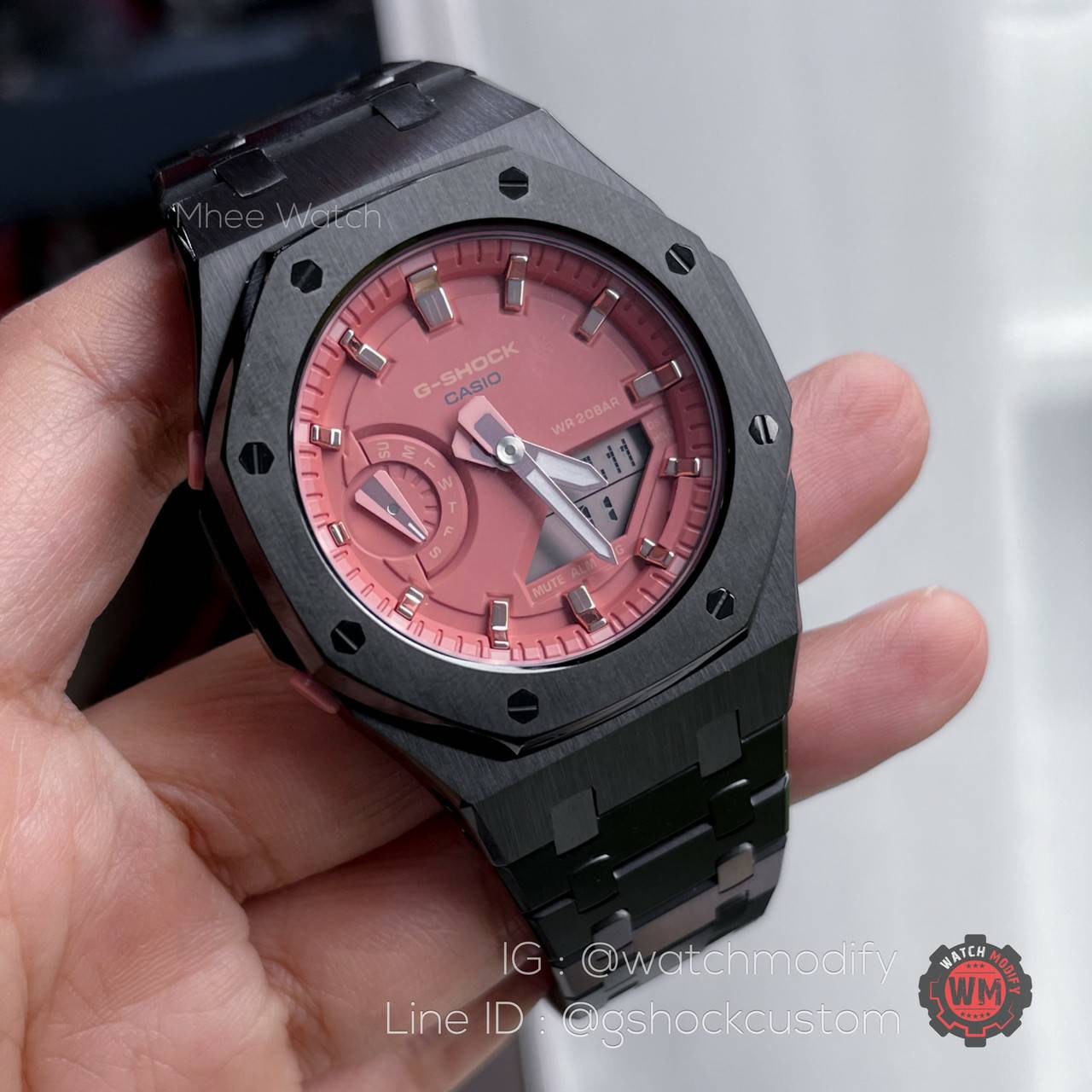 G-Shock Ap Stainless Black Peach Dial Size Mini GMA-S2100-4A ของแท้ ประกัน 1 ปี