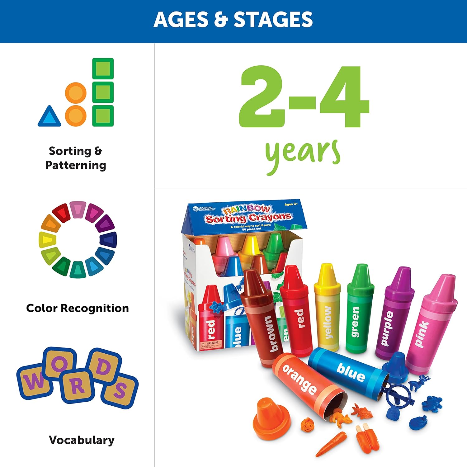 Learning Resources Rainbow Sorting Crayons ของเล่นคัดแยกสี ฝึกทักษะ ฝึกกล้ามเนื้อมือ