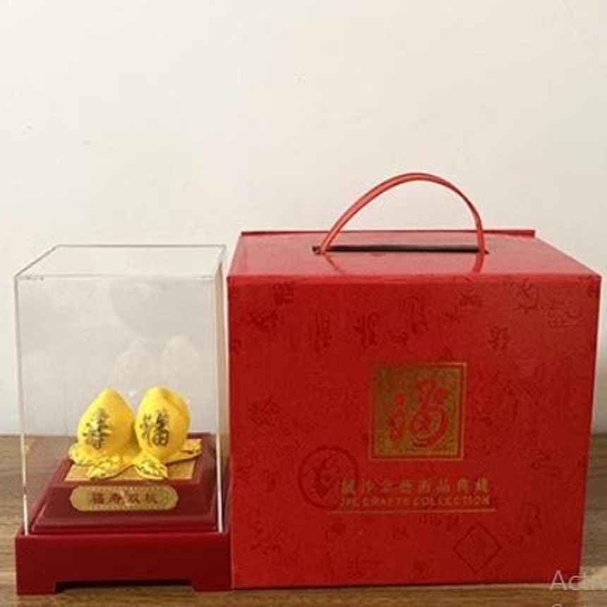 CT232B180 HAOYUN ลูกพีชมงคล สีทอง มงคล ของขวัญเลื่อนตำแหน่ง ของขวัญขึ้นบ้านใหม่ ขนเงินขนทอง รับทรัพย์