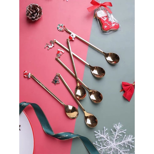 CT081D028 YAMMY ชุดช้อน ของขวัญ วันคริสต์มาส ชุด ช้อนกาแฟ สแตน spoon set christmas collection