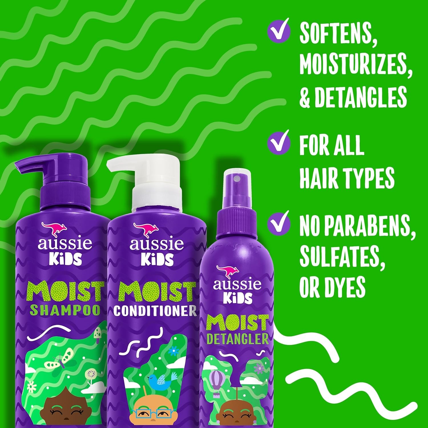 ผลิตภัณฑ์ดูแลเส้นผมป้องกันผมพันกันสำหรับเด็ก Aussie Kids Moist Detangler