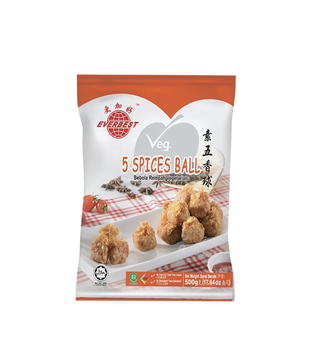 จ๊อปูจากพืช PLANT BASED VEGETARIAN 5 SPICES BALL EVERBEST 500G