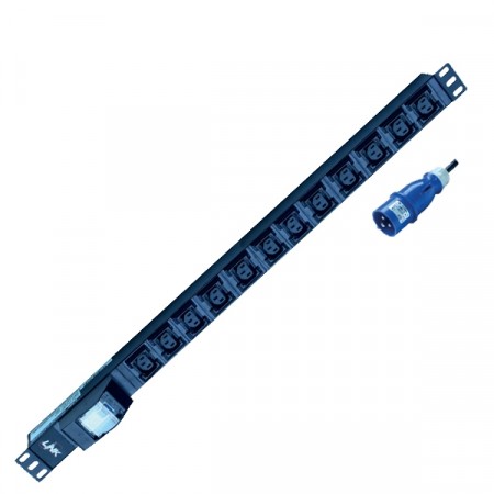 Link CH-12412 Power Distribution Unit 12 C13 Outlet (Circuit Breaker 16A + Power Plug 16A)