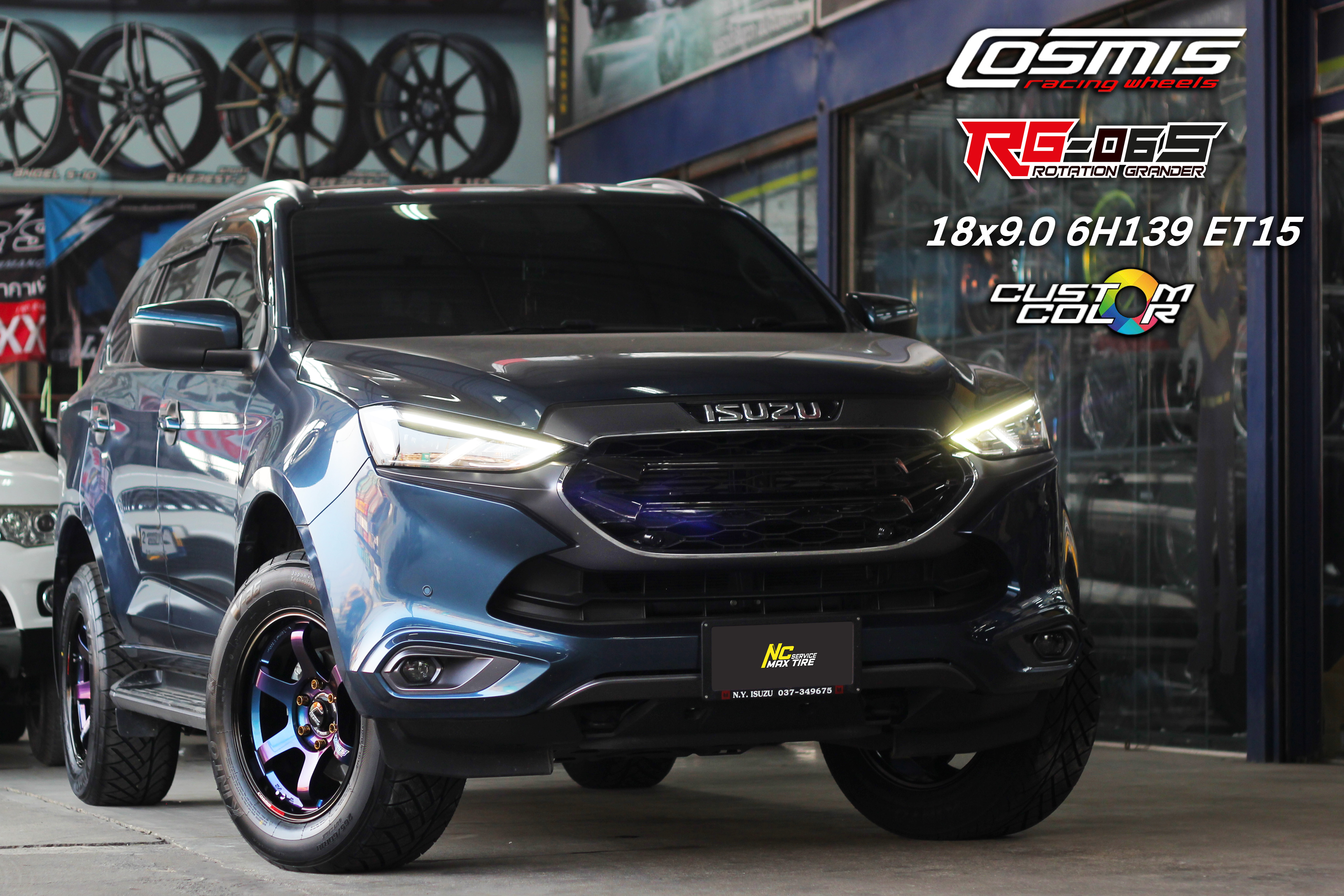 Isuzu Mu-X / ล้อแม็กขอบ18 / Cosmis / RG-06S / 18x9.0 6H139.7 ET15 / ล้อแม็กสีน้ำเงินเฉดพาวเวอร์+เพลท / Custom Color / SUV / PPV / NC