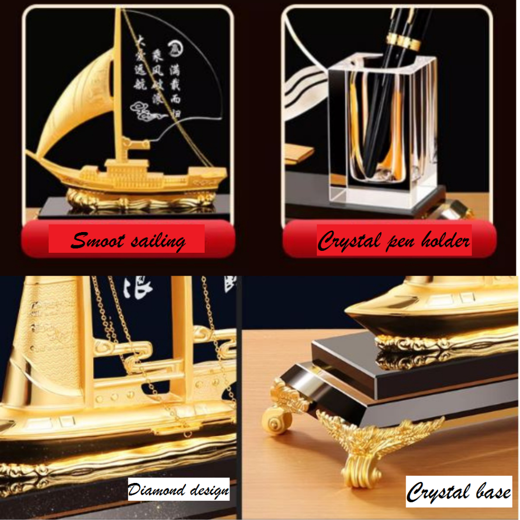 CT029D102 HOMMY ของตั้งโชว์ ของตั้งโต๊ะ เรือใบ ใส่ปากกา มังกร