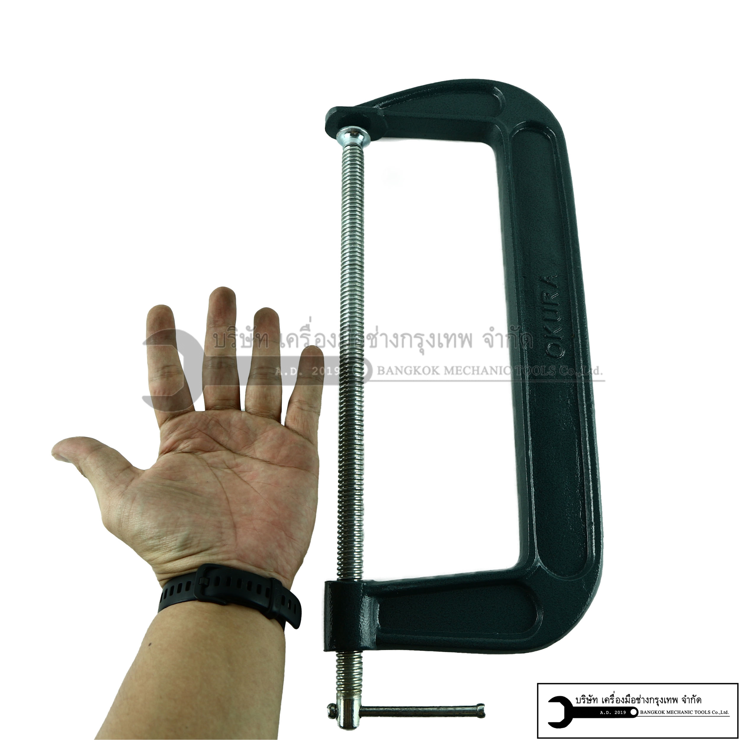 OKURA C-CLAMP 12นิ้ว ซีแคมป์ เหล็กหนา เกลียวใหญ่ คงทน เเข็งเเรง
