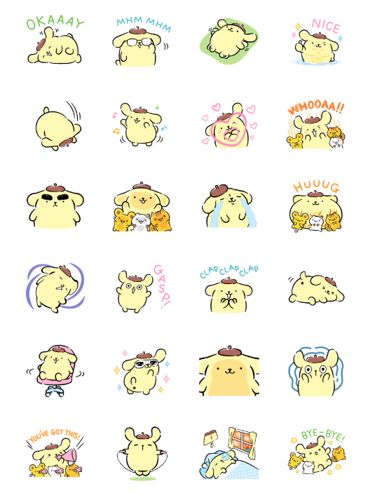 ขายสติกเกอร์ไลน์ Pompompurin ดุ๊กดิ๊ก ยิ้มไว้♪