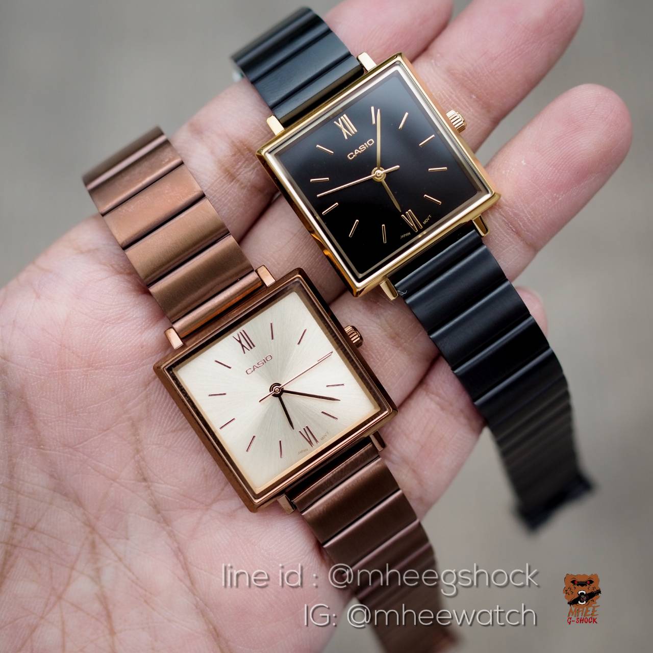 นาฬิกาข้อมือ Casio Lady Luxury หน้าเหลี่ยม ของแท้ ประกันศูนย์CMG 1 ปี (สีดำทอง/สีRosegold)