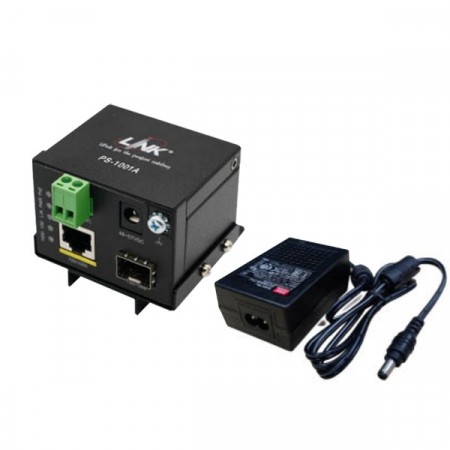 Link PS-1001A MINI Industrial PoE+ Switch, 1-Port 10/100/1000Base-T PoE/PoE+ and 1-Port Gigabit SFP