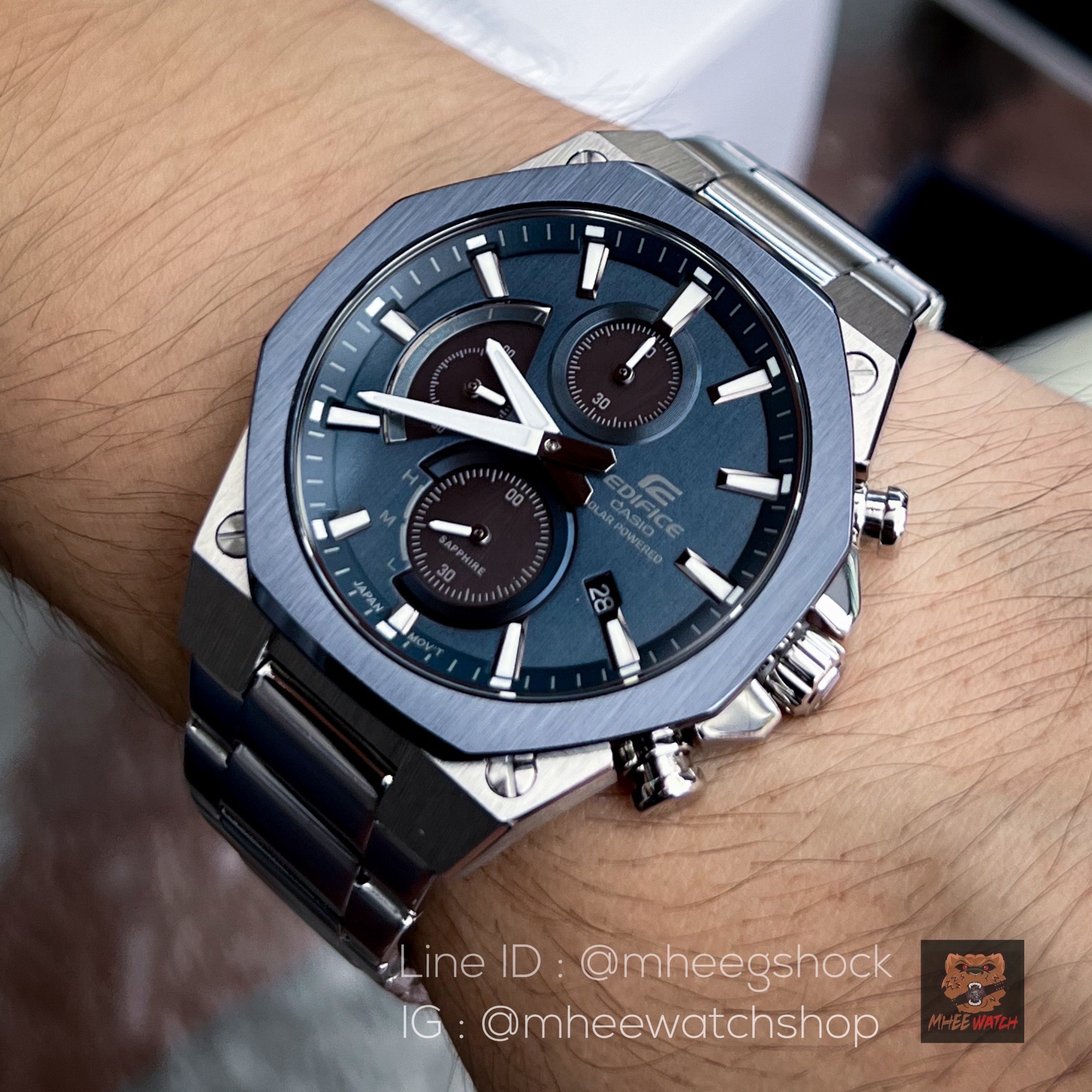 Casio Edifice Blue Ultra Thin Sapphire Crystal ของแท้ ประกันศูนย์