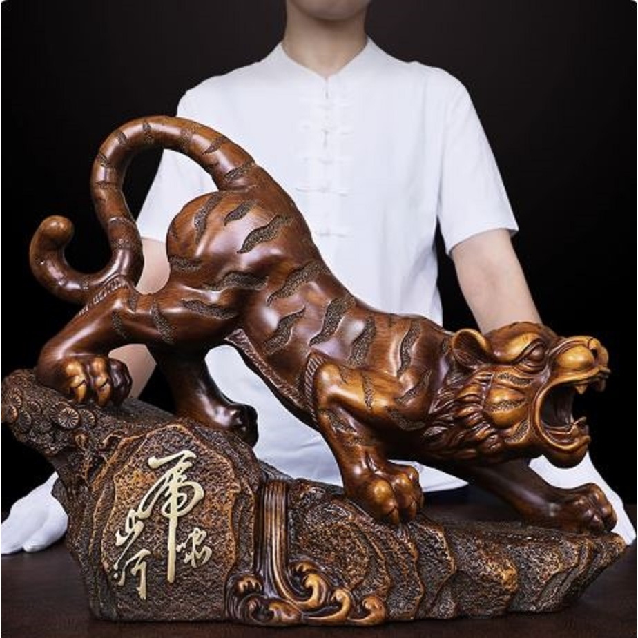 CT227B171 HAOYUN โมเดลเสือ เสือคำรามภูเขาและแม่น้ำโชคดี มงคล ของขวัญเลื่อนตำแหน่ง ของขวัญขึ้นบ้านใหม่ ขนเงินขนทอง รับทรั