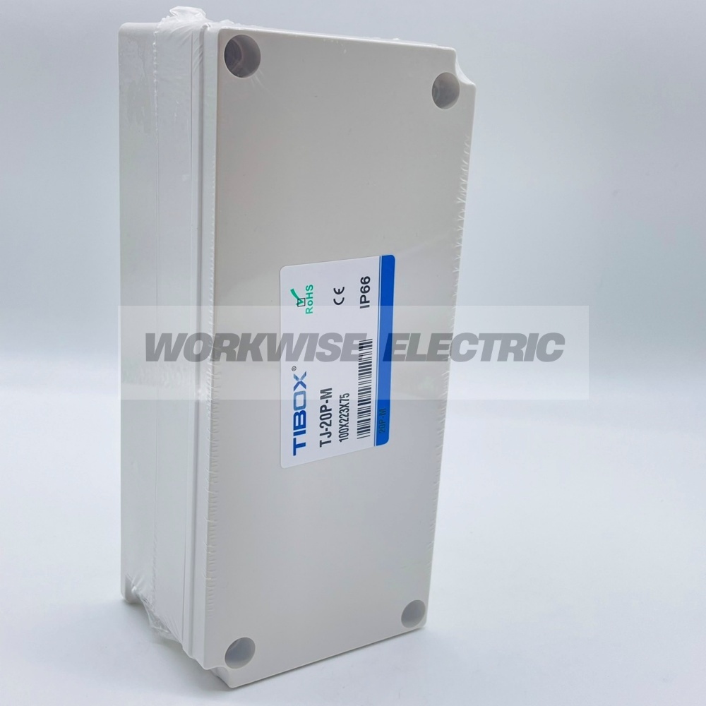 "TIBOX" TJ-20P-M กล่องพลาสติก พร้อมเทอร์มินอลบล็อก (Plastic Terminal Block Box IP66) 20Pole 10A Size : 223x100x75 mm.