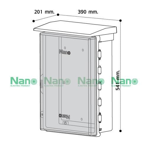 NANO Electric® NANO-104CG ตู้กันน้ำพลาสติก มีหลังคา ฝาใส ขนาด 15x21x8 นิ้ว (390 x 541 x 201 mm) สีเทา