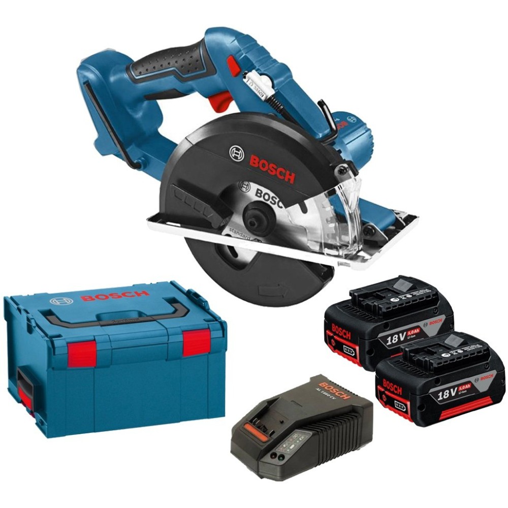 BOSCH GKM18V-LI เลื่อยวงเดือนตัดเหล็กไร้สาย 5 นิ้ว (แบต 4.0 Ah x 2 | แท่นชาร์ทเร็ว x 1)