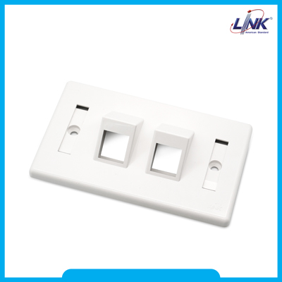 US-2342A : ANGLE FACE PLATE 2 PORT, w/Label- หน้ากาก Angle 45 องศา
