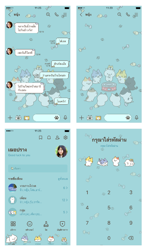 ขายธีมไลน์ penguin and cat days รวมพลแมว