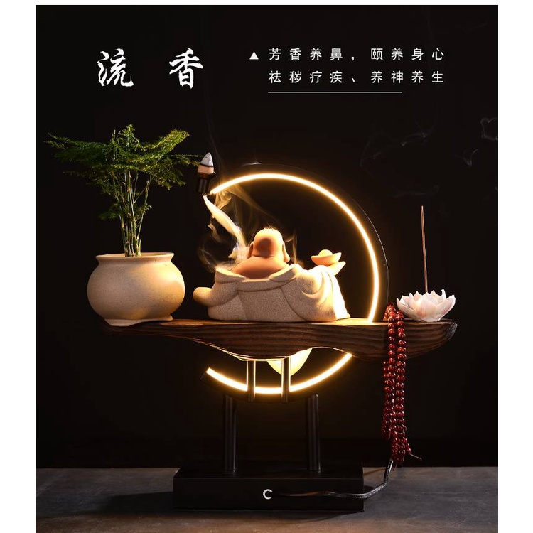 CT125B083 HAOYUN โคมไฟพระสังกัจจายน์ พระสังกัจจายน์ พระยิ้ม เทพแห่งความมั่งมี โคมไฟLed ของตกแต่งห้อง