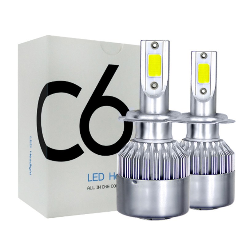 หลอดไฟ LED C6 สำหรับไฟหน้ารถยนต์ ขั้วหลอด H1 H3 H4 H7 H11 กำลังไฟ 12 โวลต์ แสงสีขาว