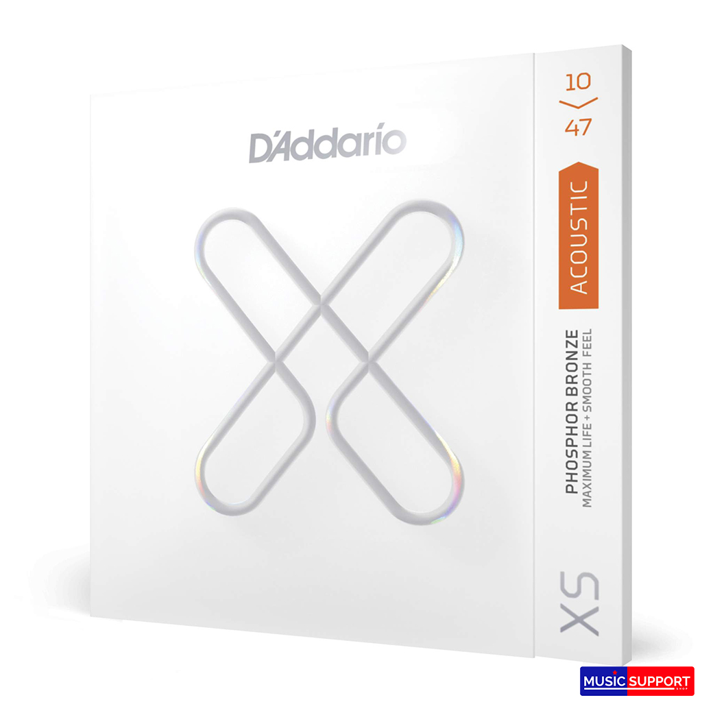 สายกีตาร์โปร่งเคลือบกันสนิม D'Addario XSAPB1047 10-47 Extra Light, XS Coated Phosphor Bronze