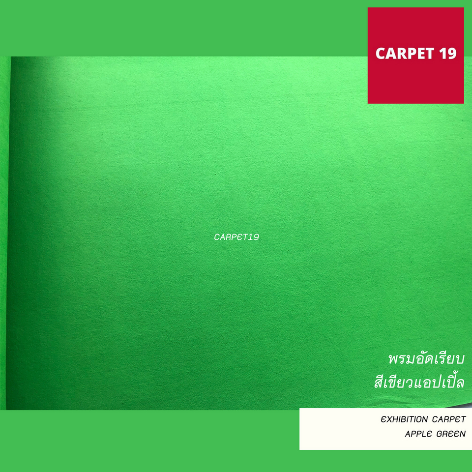 ราคาต่อเมตร>>CARPET19 พรมอัดเรียบ สีเขียวแอปเปิ้ล รุ่นL2 กว้าง 2 ม.หนา 2.5-3.0 มม.