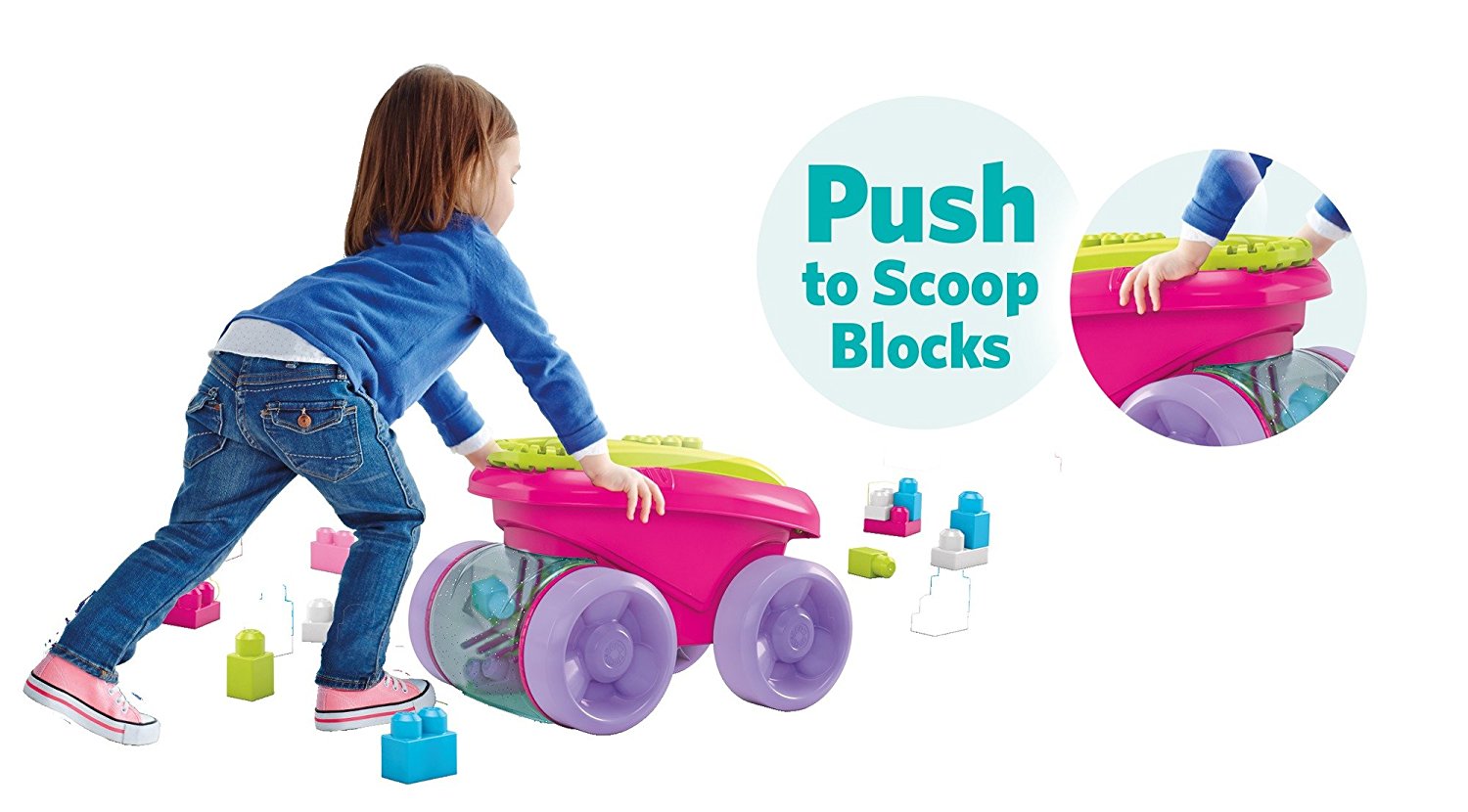 Mega Bloks Block Scooping Wagon Set,Pink บล๊อครถลากจูง