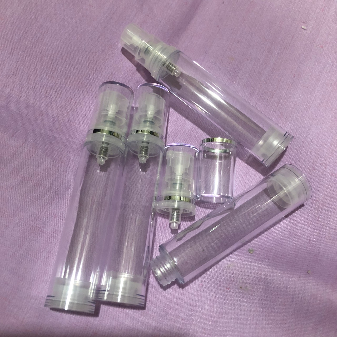 ขายส่ง ปลีก บรรจุภัณฑ์ ขวดสูญญากาศใส พาสติก บรรจุเซรั่ม โลชั่น ขนาด 5ml,10ml,15ml,30ml,50ml,100ml