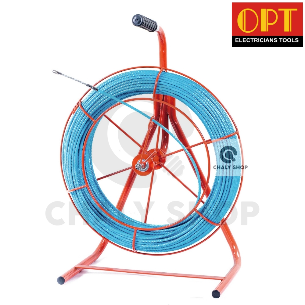 "OPT" W07100R ฟิชเทป พร้อมวงล้อ (FISH TAPE) ลวดนำสายไฟ ความยาว 100 เมตร