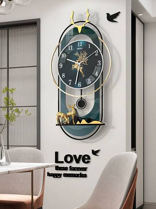 CT208C041 INTERY นาฬิกาติดผนัง นาฬิกามงคล กวาง ปลา DEER WALL CLOCK WALL DECOR