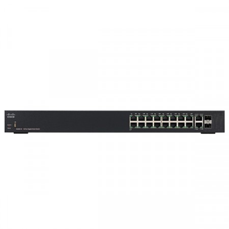 Cisco SG250-18 Switch 18-Port Gigabit Smart Managed, 2-Port Gigabit copper/SFP combo, 1-Port USB, Spanning Tree/Link Aggregation/VLAN Support