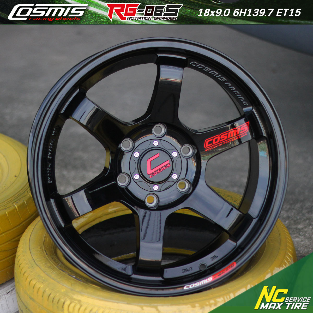 ล้อแม็กขอบ18 / Cosmis / RG-06S / ล้อมีสีดำเงา / 18x9.0 6H139.7 ET15