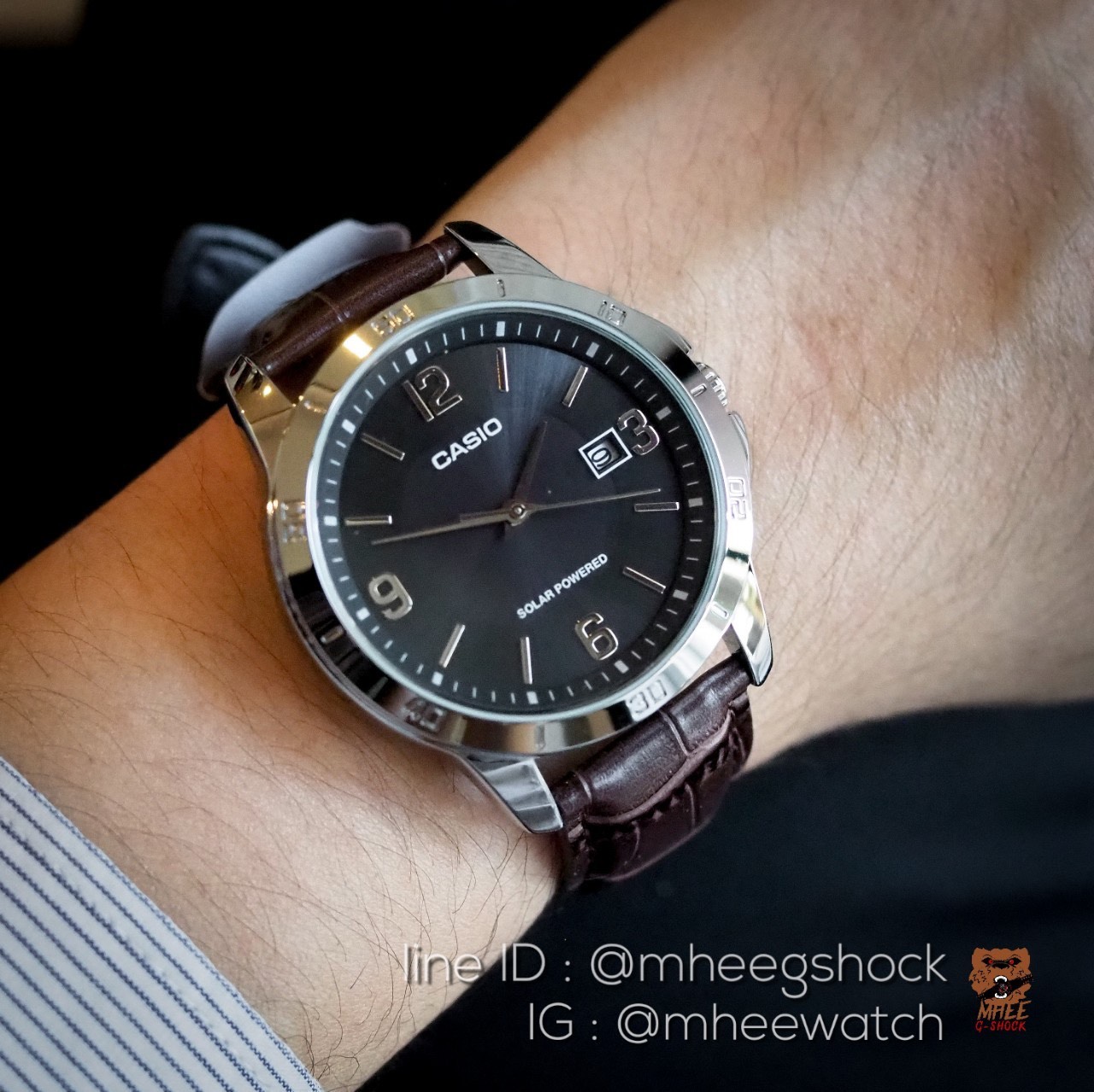 Casio Leather Solar Powered ระบบพลังงานแสงอาทิตย์ Black Color
